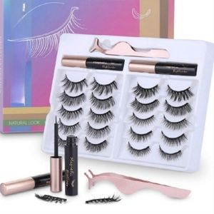 Magnetic Eyelashes and Eyeliner - 10 pair Set with 2 Eyeliners